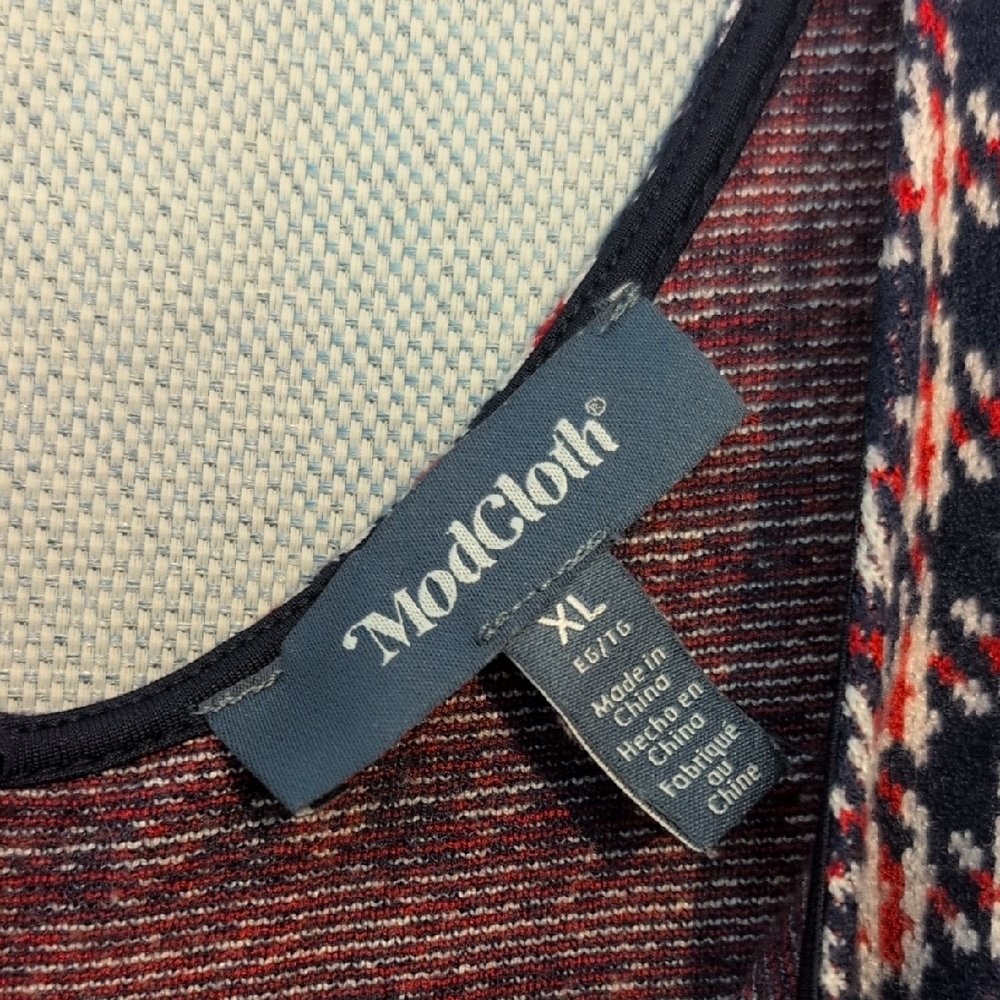Modcloth Red And Navy Checkered Mini Dress - Picture 2 of 3